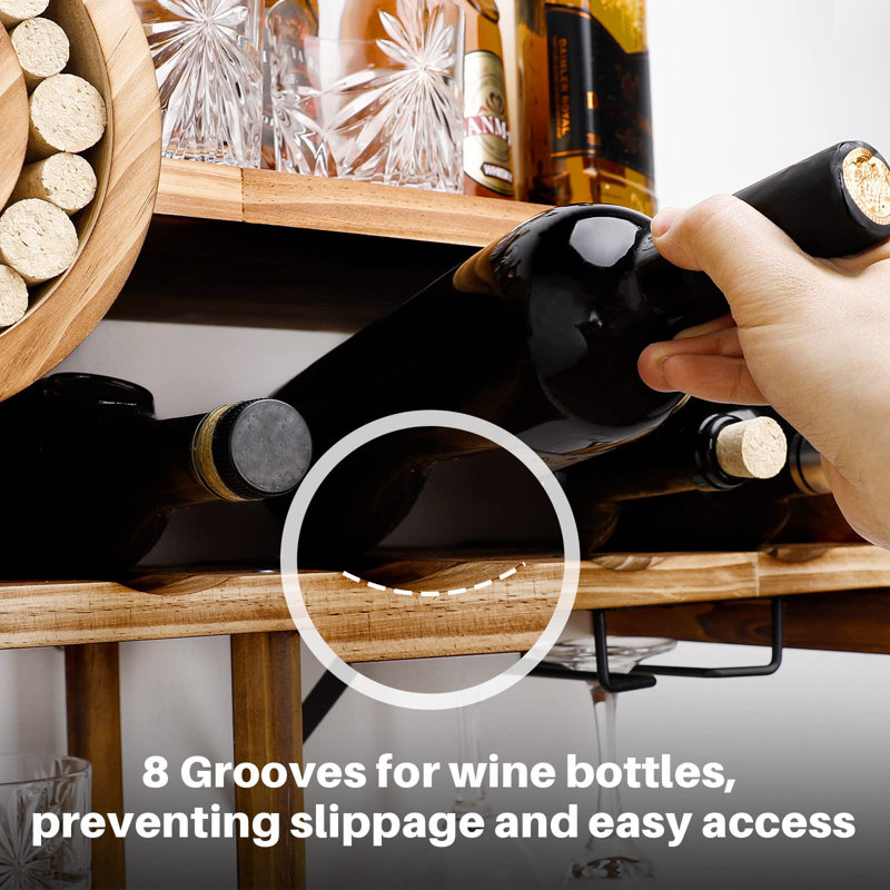 Millwood Pines Dulin 8 Bottle Solid Wood Wall Mounted Wine Bottle